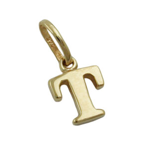 Anhänger, Buchstabe T – Gold, Glänzend – 8x6mm