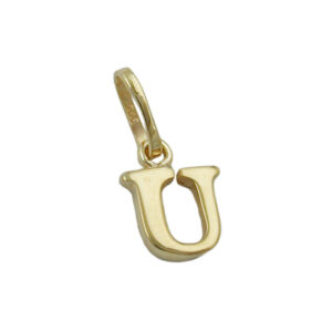 Anhänger, Buchstabe U – Gold, Glänzend – 8x6mm