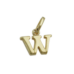 Anhänger, Buchstabe W – Gold, Glänzend – 8x9mm