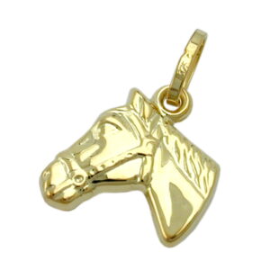 Anhänger, Pferdekopf – Gold, Glänzend – 12x12mm