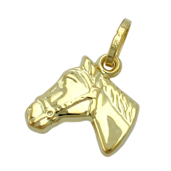Anhänger, Pferdekopf – Gold, Glänzend – 12x12mm