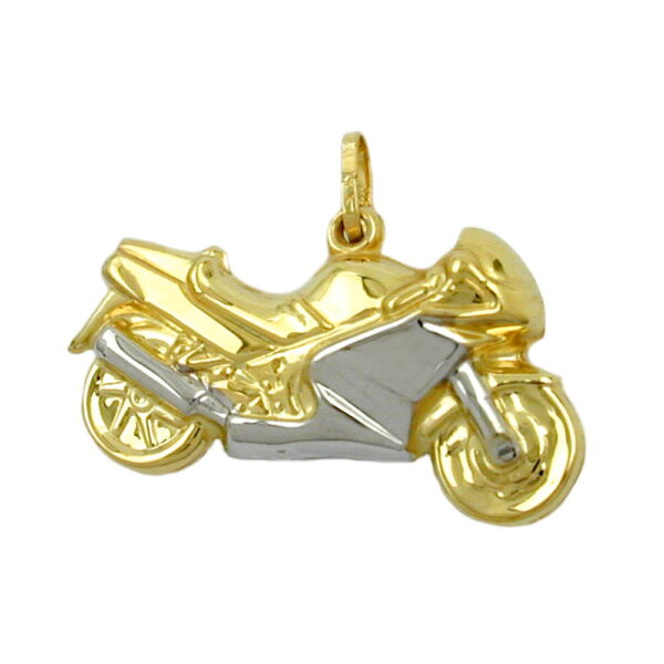 Anhänger, Motorrad – Gold Bicolor, Rhodium – 28mm