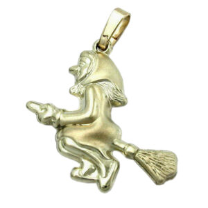Anhänger, Hexe – Gold, Matt-Glänzend – 20x22mm