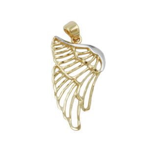 Anhänger, Engelsflügel – Gold, Bicolor, Diamantiert – 24x14mm