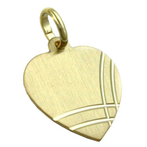 Anhänger, Herz – Gold, mattiert, gravierbar – 14x13mm