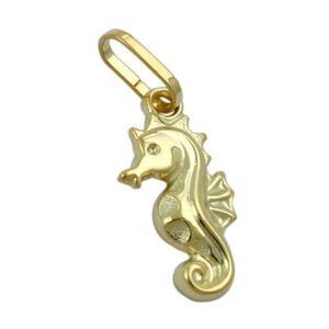 Anhänger, Seepferdchen – Gold, Glänzend – 14x7mm