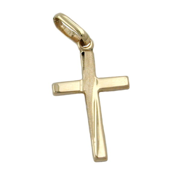 Anhänger, Kreuz – Gold, Matt-Glänzend – 22x13mm
