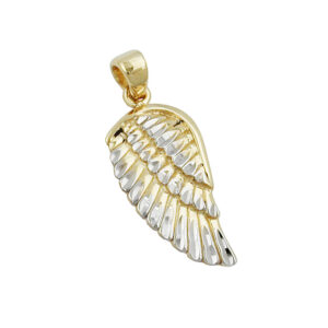 Anhänger, Engelsflügel – Gold, Bicolor, Diamantiert – 20x10mm