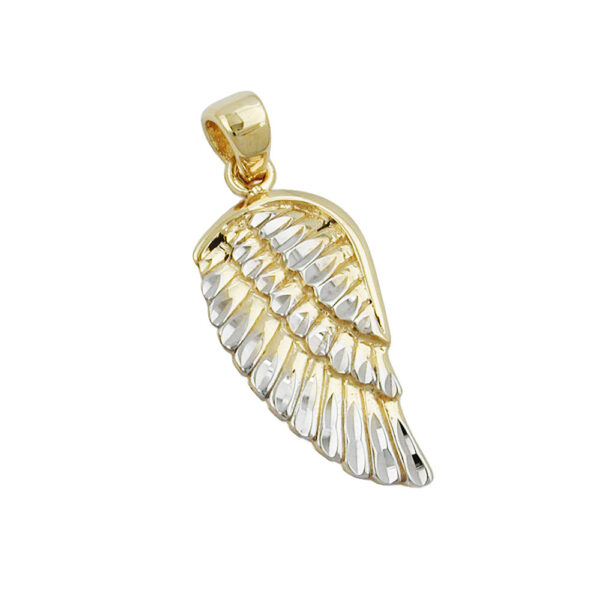 Anhänger, Engelsflügel – Gold, Bicolor, Diamantiert – 20x10mm