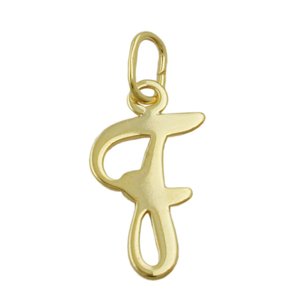Anhänger, Buchstabe F – Gold, Glänzend – 15x8mm