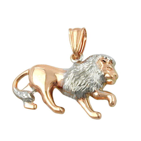 Anhänger, Löwe – Rotgold, Bicolor, Rhodiniert – 15x23mm