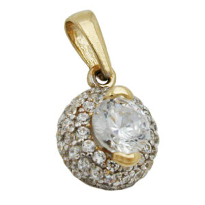 Anhänger, Zirkonia – Gold, Gelb – 9mm