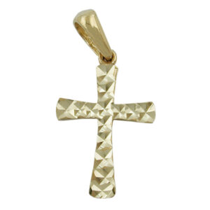 Anhänger, Kreuz – Gold, diamantiert – 15x11mm