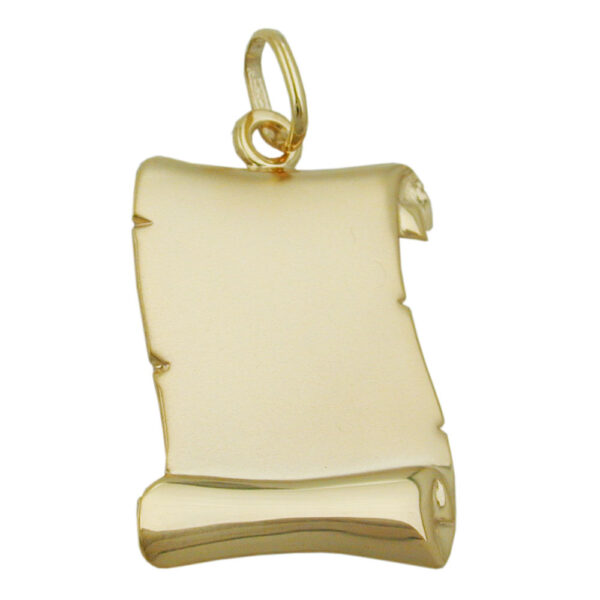 Anhänger, Dokumentenrolle – Gold, Matt Glänzend – 22x17mm