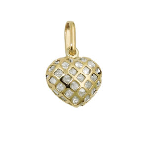 Anhänger, Herz – Gold, Zirkonia, gefüllt – 11x12mm