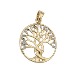 Anhänger, Baum des Lebens – Gold, Bicolor – 17x16mm