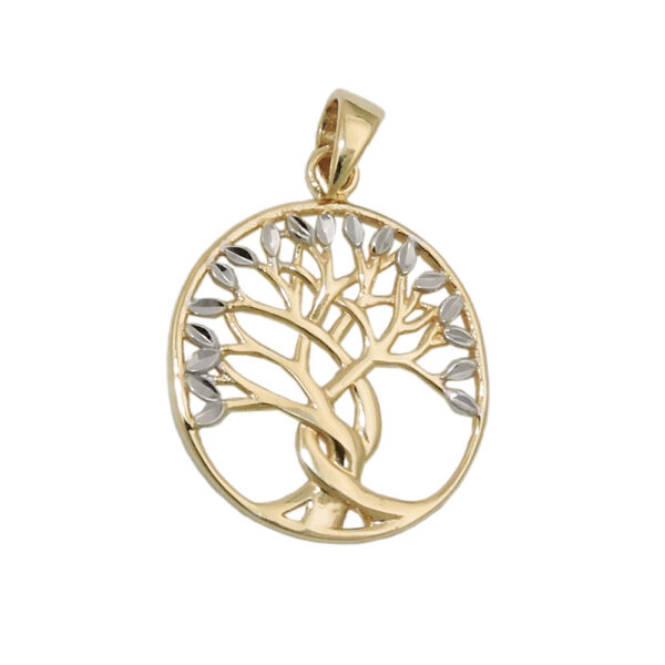 Anhänger, Baum des Lebens – Gold, Bicolor – 17x16mm