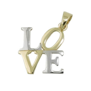 Anhänger, LOVE – Gold Bicolor, 9 Karat – 14x14mm