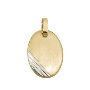 Anhänger, Oval – Gold, Bicolor, Gravur – 18x13mm