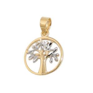 Anhänger, Baum des Lebens – Gold, Bicolor – 12mm