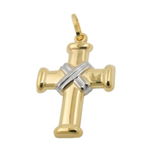 Anhänger, Kreuz – Gold Bicolor, Glänzend – 20x15mm