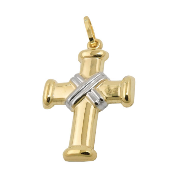 Anhänger, Kreuz – Gold Bicolor, Glänzend – 20x15mm