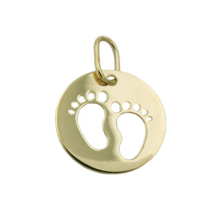 Anhänger, Füße – Gold, Gelbgold, Gravur – 12mm