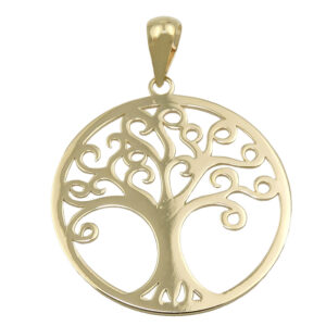 Anhänger, Lebensbaum – Gold, Glänzend – 20mm