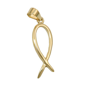 Anhänger, Jesus-Fisch – Gold, Glänzend – 20x7mm