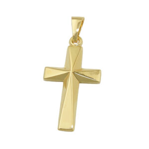 Anhänger, Kreuz – Gold, glänzend, winklig – 21x13mm