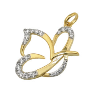 Anhänger, Schmetterling – Gold, Zirkonia – 17x19mm
