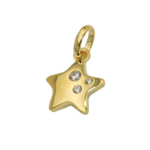 Anhänger, Stern – Gold, glänzend, Zirkonia – 10x10mm