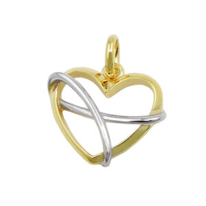 Anhänger, Herz – Gold Bicolor, Glänzend – 13x15mm