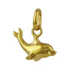 Anhänger, Delfin – Gold, glänzend – 12x7mm