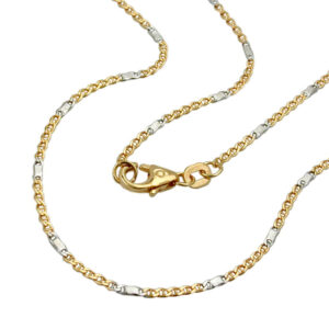Armband, Stegpanzer – Gold Bicolor, 14 Karat – 19cm