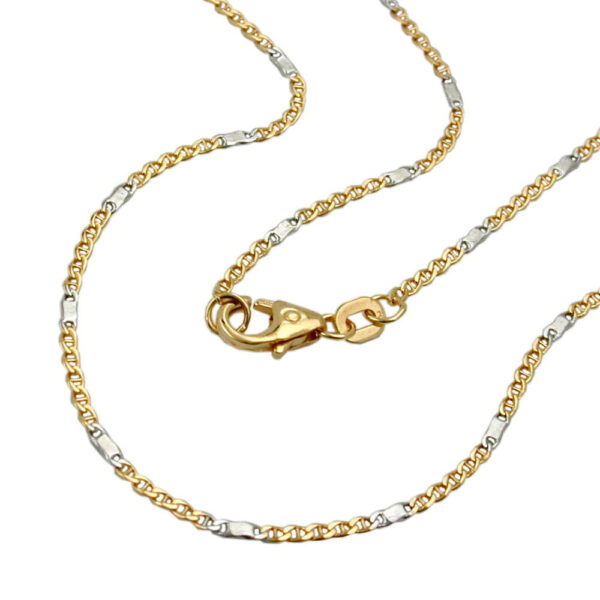 Kette, Stegpanzer – Gold Bicolor, 14 Karat – 1,4mm, 45cm