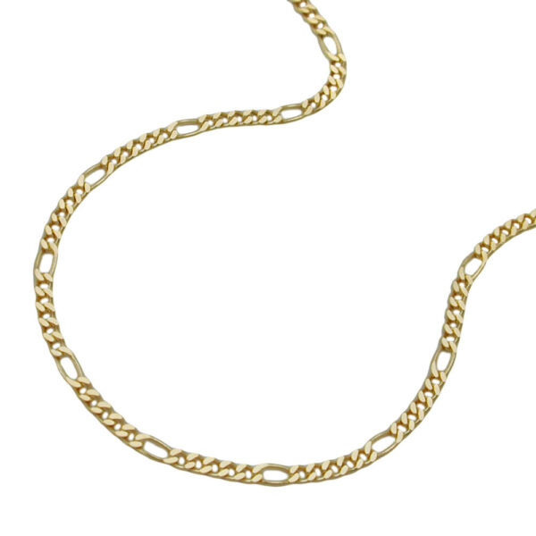 Kette, Figarokette – Gold, Gelbgold, Diamantiert – 42cm