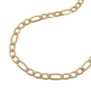 Kette, Figaro-Panzer – Gold Bicolor, Diamantschliff – 45cm