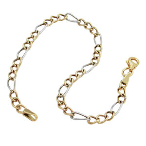 Armband, Figaro Panzer – Gold Bicolor, 9 Karat – 19 cm