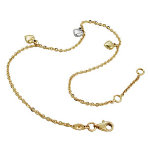 Fußkette, Herzen – Gold Bicolor, längenvariabel – 25cm
