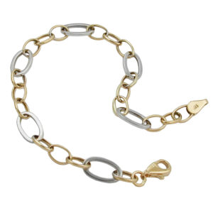 Armband, Ankerkette – Gold Bicolor, 9 Karat – 19 cm
