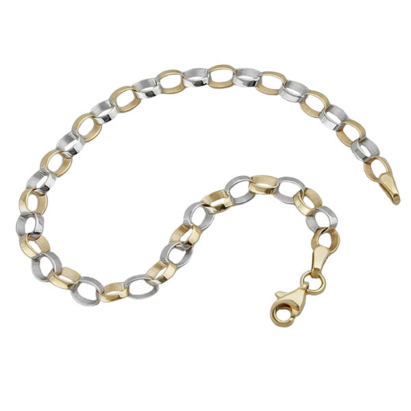 Armband, Ankerkette – Gold Bicolor, schräg – 5mm 19cm