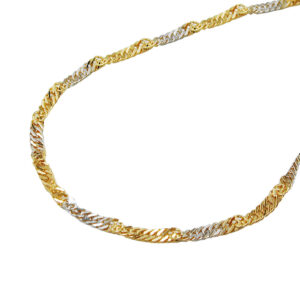 Kette, Singapur – Gold Bicolor, 9 Karat – 50cm