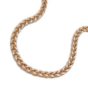 Armband Zopfkette – Gold Bicolor, rhodiniert – 2,4mm 19cm