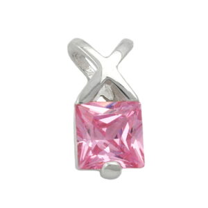 Anhänger, Geometrisch – Silber, Pink, Zirkonia – 13x6mm