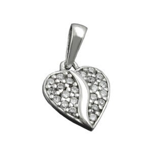 Anhänger, Herz – Silber, rhodiniert, Zirkonia – 10mm