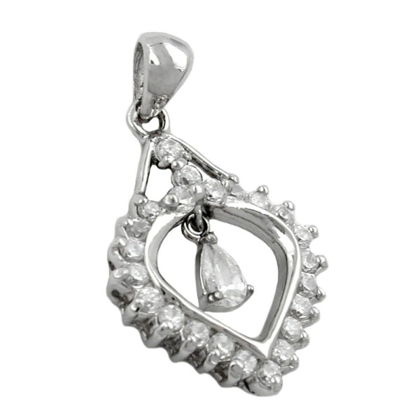 Anhänger, Herz – Silber, rhodiniert, Zirkonia – 24x17mm