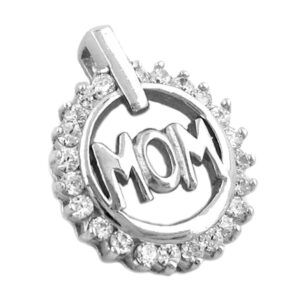 Anhänger, MOM Herz – Silber, Zirkonia, rhodiniert – 17x14mm