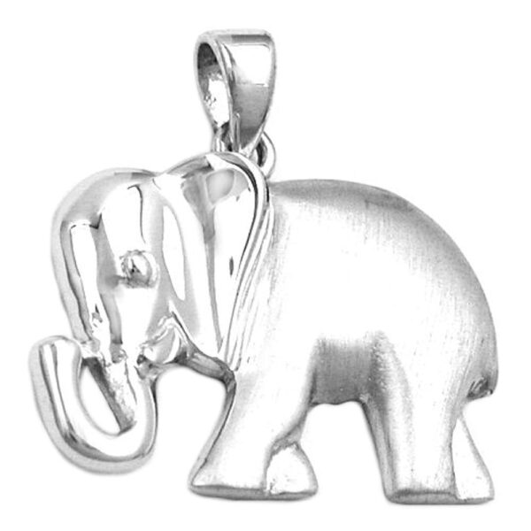 Anhänger, Elefant – Silber, rhodiniert, matt-glänzend – 16x21mm