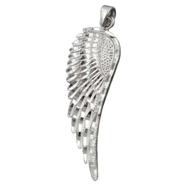 Anhänger, Flügel – Silber, rhodiniert, diamantiert – 37x12mm
